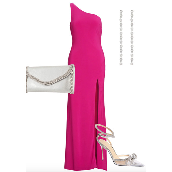 MAC DUGGAL Dress Size 2 Evening Gown Jersey Pink One Shoulder Draped Back NEW - Picture 4 of 7